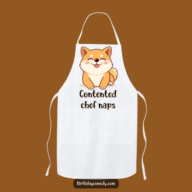 Funny Shiba Inu Relax Apron - Content Shiba Inu Virtual Belly Rub Chef Gift