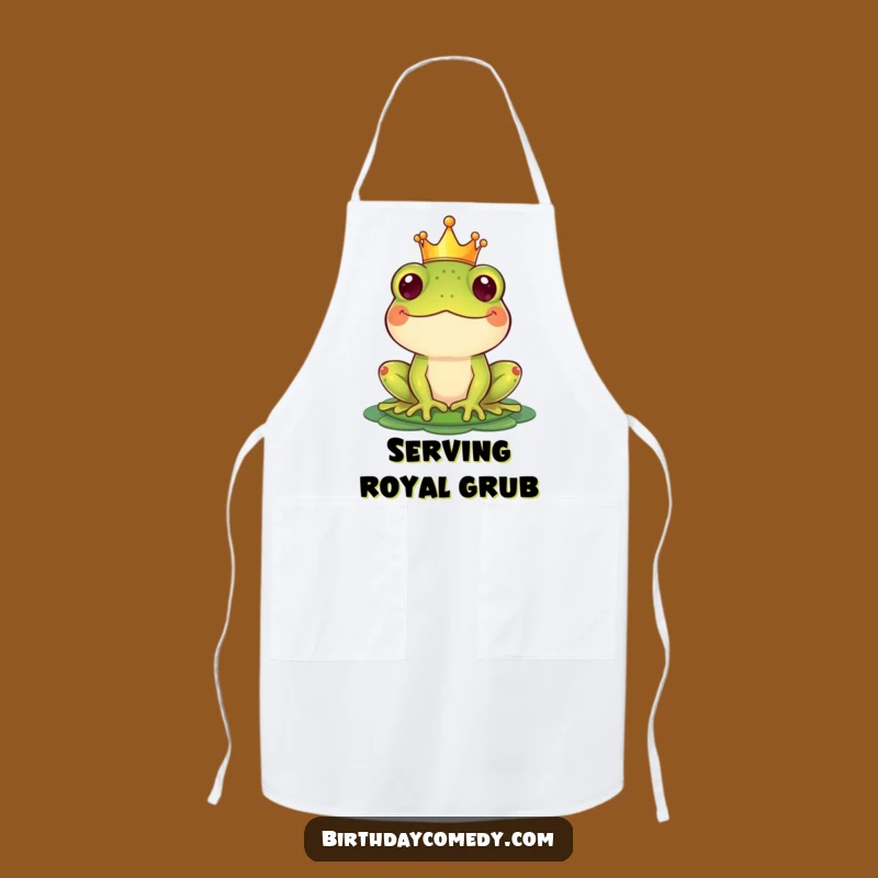 Funny Crown Frog Apron: Regal Kitchen Style for Humorous Chefs