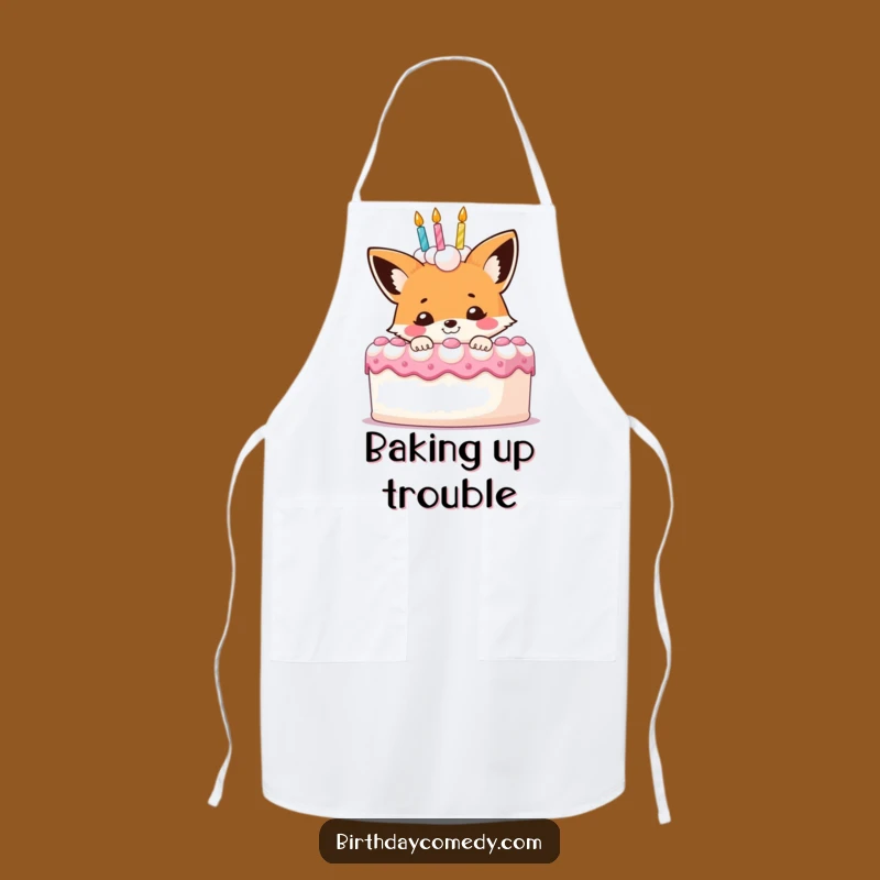 Funny Fox Birthday Cake Apron: Playful Chef, Practical Funny Gift for Bakers
