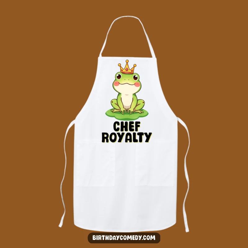 Funny Frog King Apron: Royal Chef Character for Whimsical Kitchens
