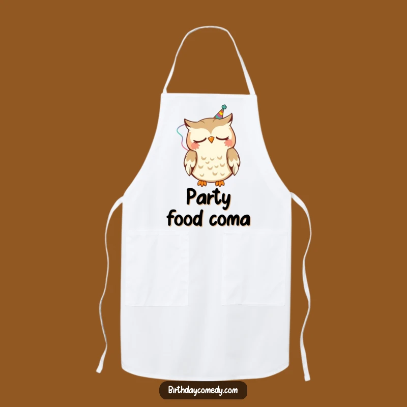 Funny Sleepy Owl Apron: Protect your clothes with a nodding owl in a streamer, a hilariously practical kitchen accessory and gift.