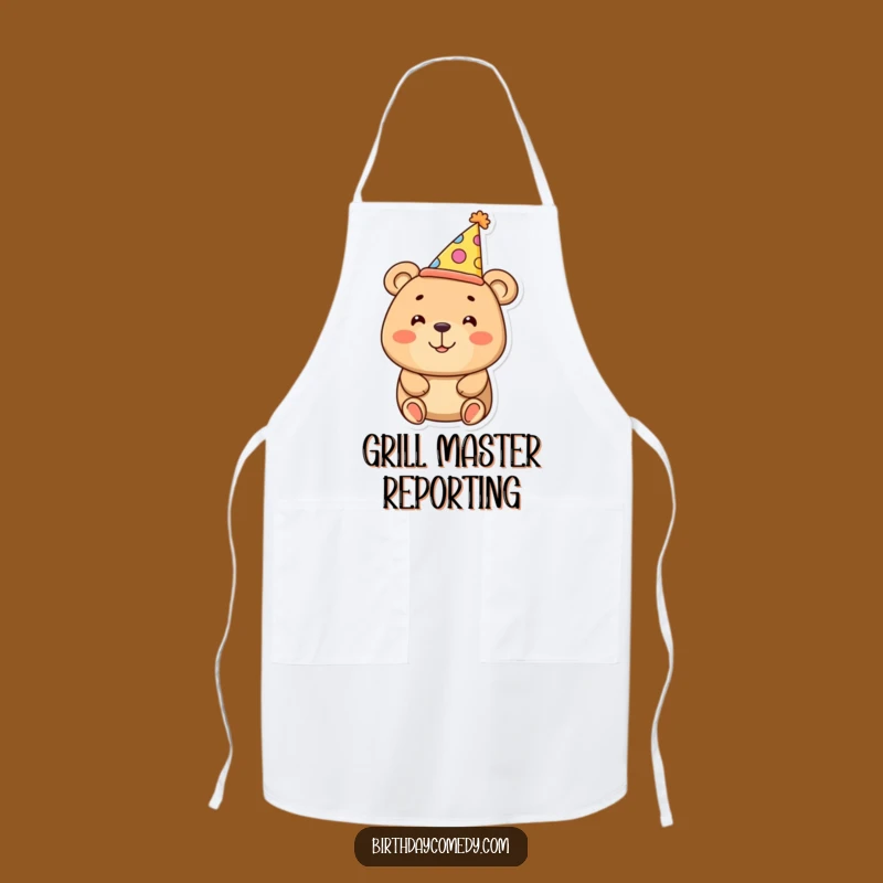 Funny Bear Apron - Oversized Party Hat Kitchen Fun, Humorous Cooking Gift