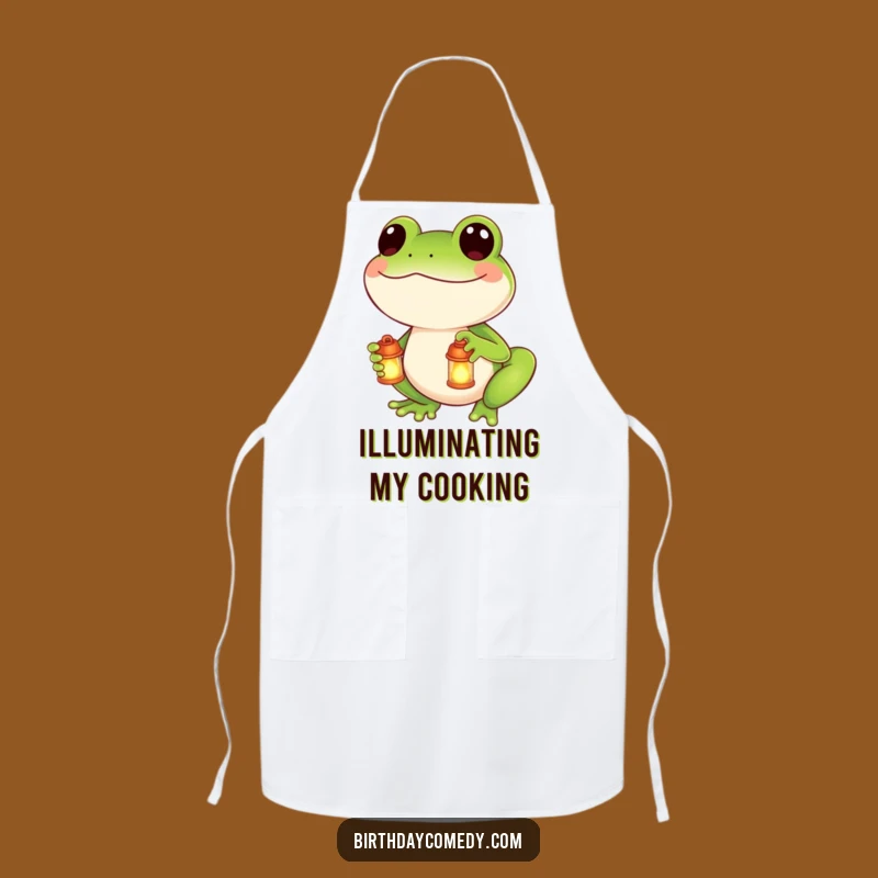 Funny Glowing Lantern Frog Apron: Cook with a Smiling, Illuminating Kitchen Buddy