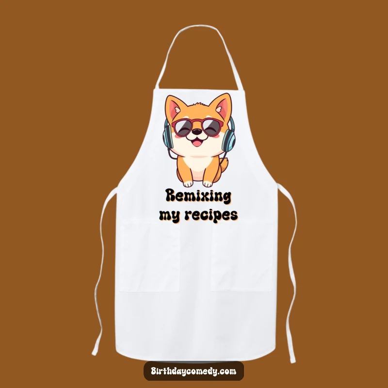 Funny Shiba Inu Retro Headphones Apron: Kitchen DJ's Perfect Funny Gift