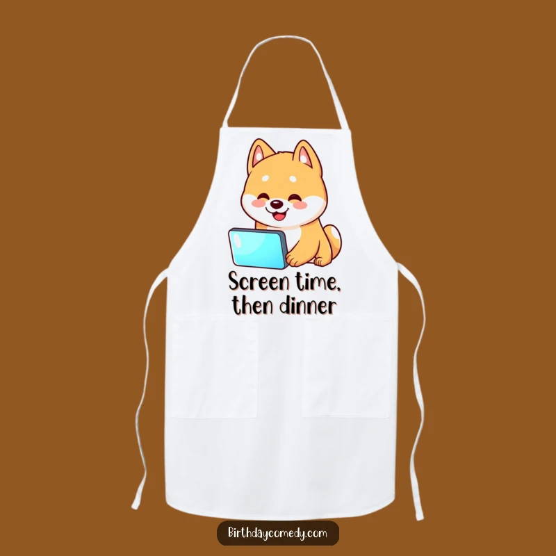 Funny Shiba Inu Screen Time Apron - Hilarious Shiba Inu Head Tilt Kitchen Gift