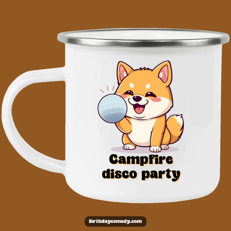 Funny Shiba Inu Disco Fever Camping Mug - Shiba Inu Dance Party Outdoor Gift