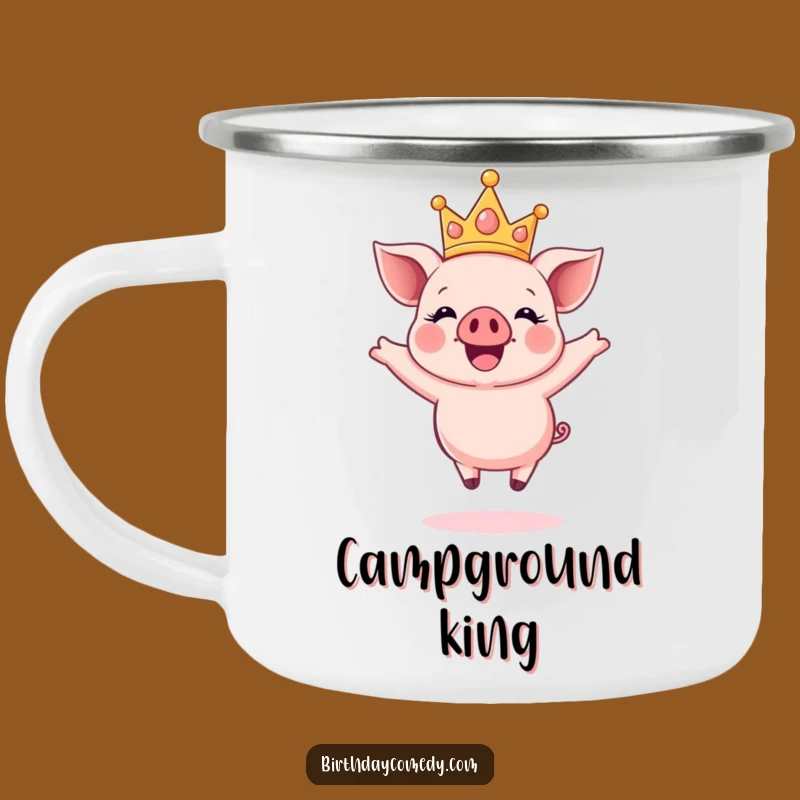 Funny Crown Piglet Camping Mug: Adventure-Ready Joy for Your Escapades, Great Gift