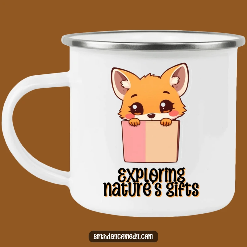 Funny Fox Camping Mug: Durable Peeking Fox Design, Perfect Funny Gift for Outdoors