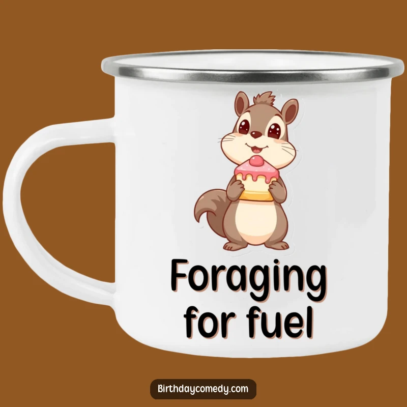 Funny Squirrel Camping Mug - Playful Cake Slice for Trailside Treats