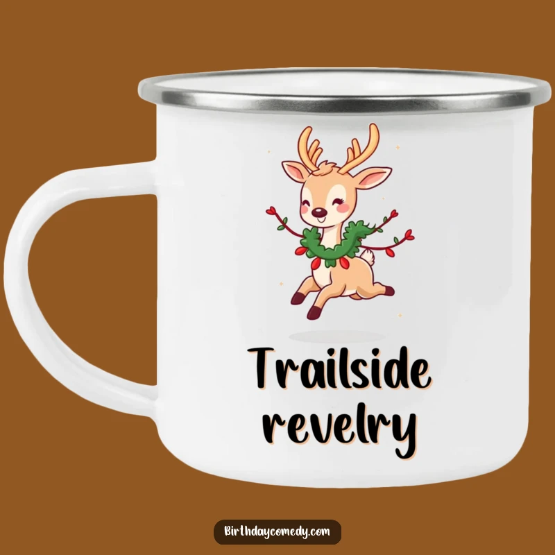 Funny Deer Garland Camping Mug: Festive Deer, Outdoor Holiday Humor Funny Gift!