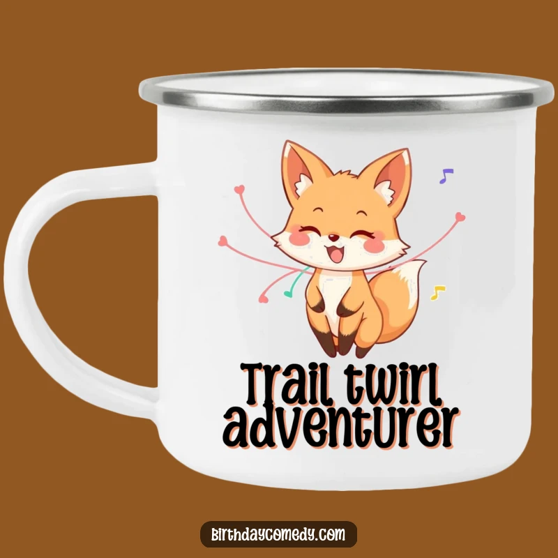 Funny Fox Streamer Twirl Camping Mug: Adventure Fuelled by Hilarious Party Vibes