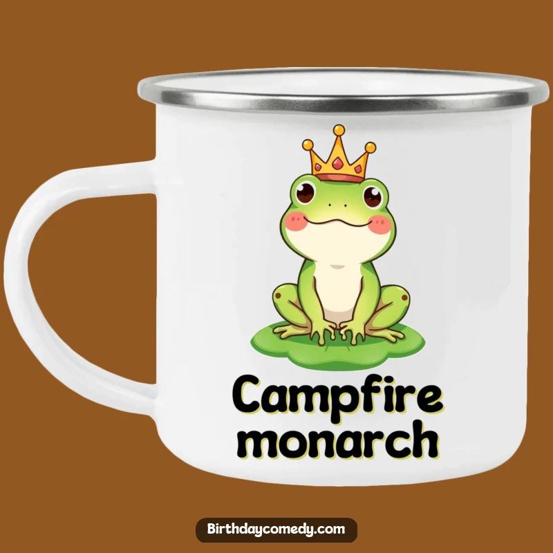 Funny Frog King Camping Mug: Royal Enamel Cup for Whimsical Adventures