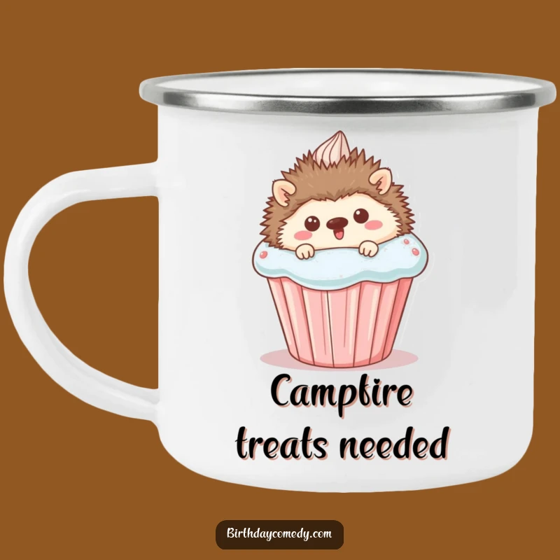 Funny Hedgehog Cupcake Camping Mug - Sweet Sips for Outdoor Adventures