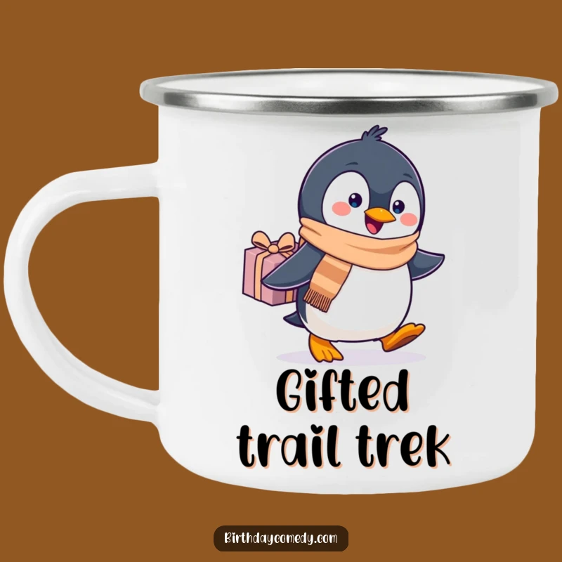 Funny Penguin Scarf Camping Mug: Waddling Gift for Outdoors