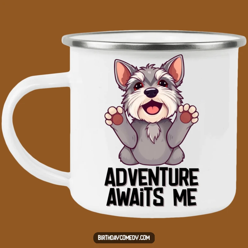 Funny Schnauzer Paws Up Camping Mug - Outdoor Adventures with Humor Gift