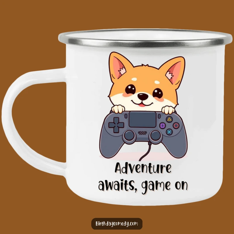 Funny Shiba Inu Gamer Camping Mug - Curious Shiba Inu Controller Peek Outdoor Gift