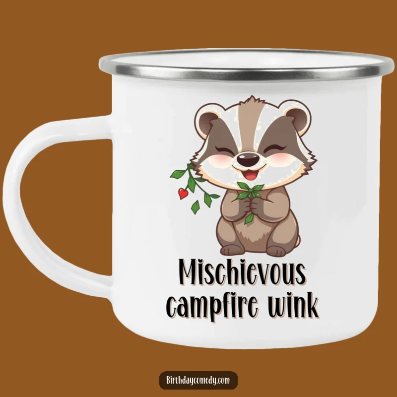Funny Badger Mistletoe Camping Mug: Mischievous Outdoor Gift