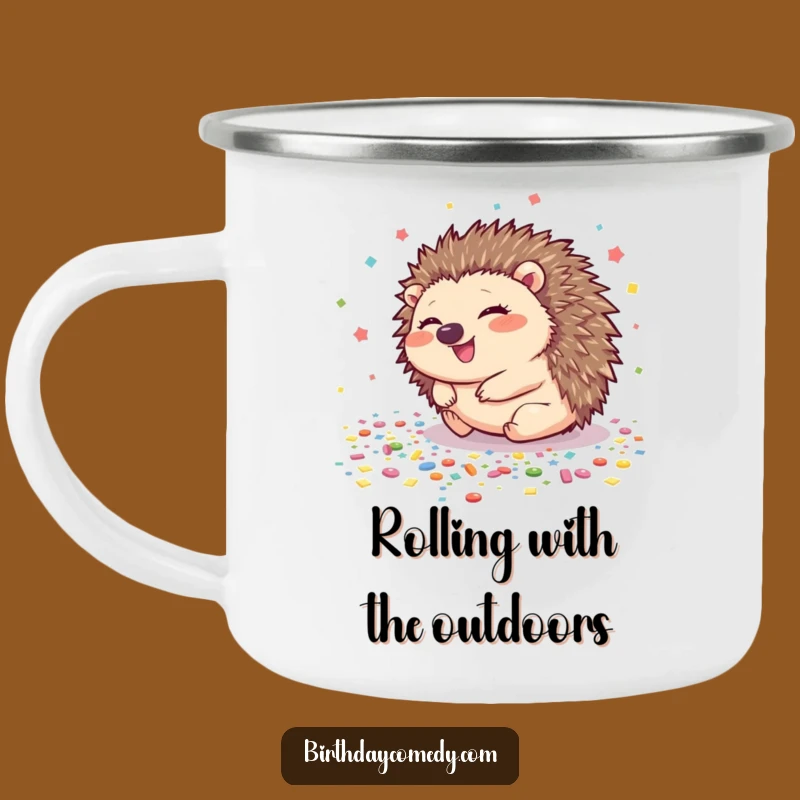 Funny Hedgehog Camping Mug: Roll with Joy on Your Adventures!