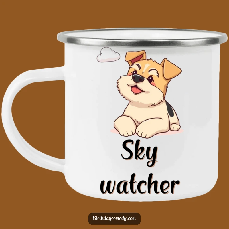 Funny Terrier Camping Mug: Peaceful Sips with a Gazing Dog