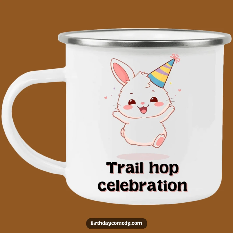 Funny Bunny Party Camping Mug: Gleeful Enamel Cup, Outdoor Funny Gift