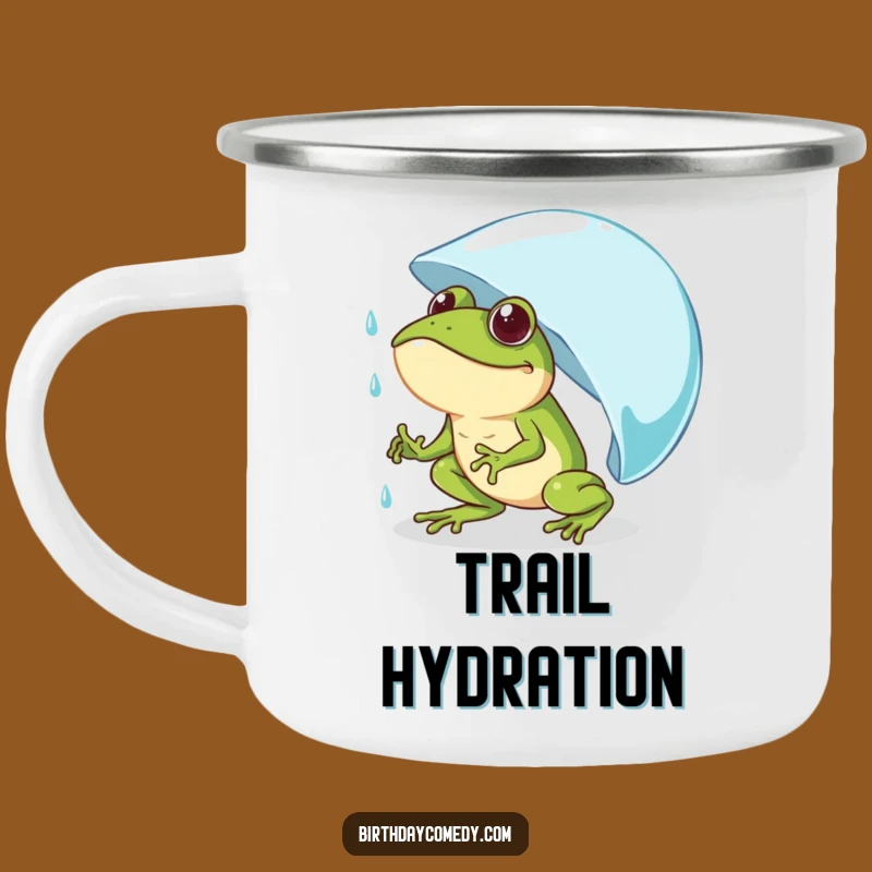 Funny Frog Pushing Raindrop Camping Mug - Outdoor Amphibian Coffee Cup Gift