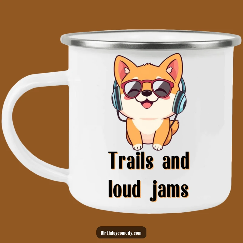 Funny Shiba Inu Retro Headphones Camping Mug: Outdoor Music Lover's Perfect Funny Gift
