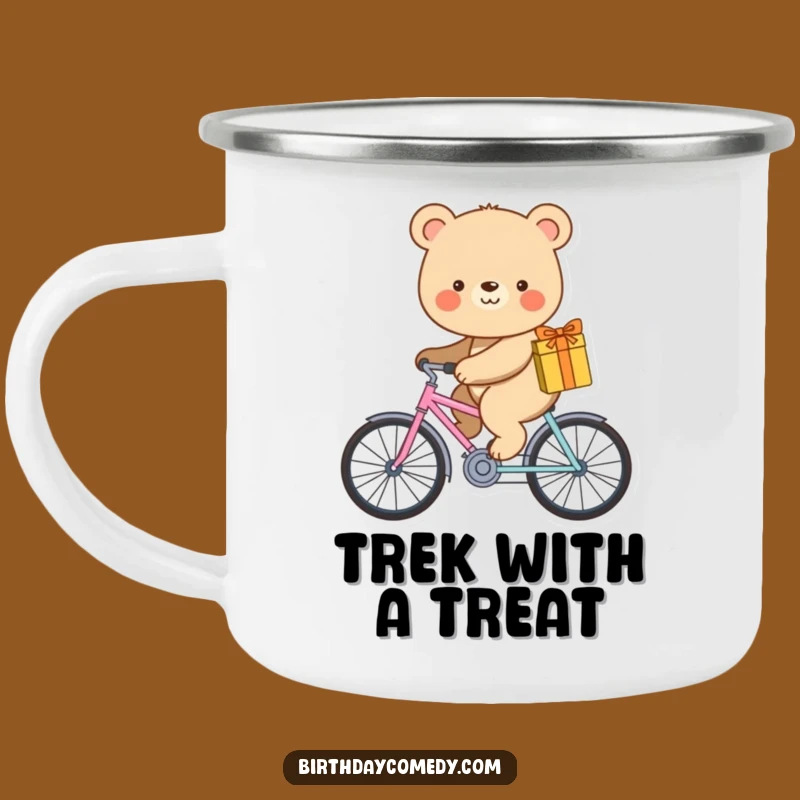 Funny Bear Bike Camping Mug: Tiny Rider Enamel Cup, Outdoor Funny Gift