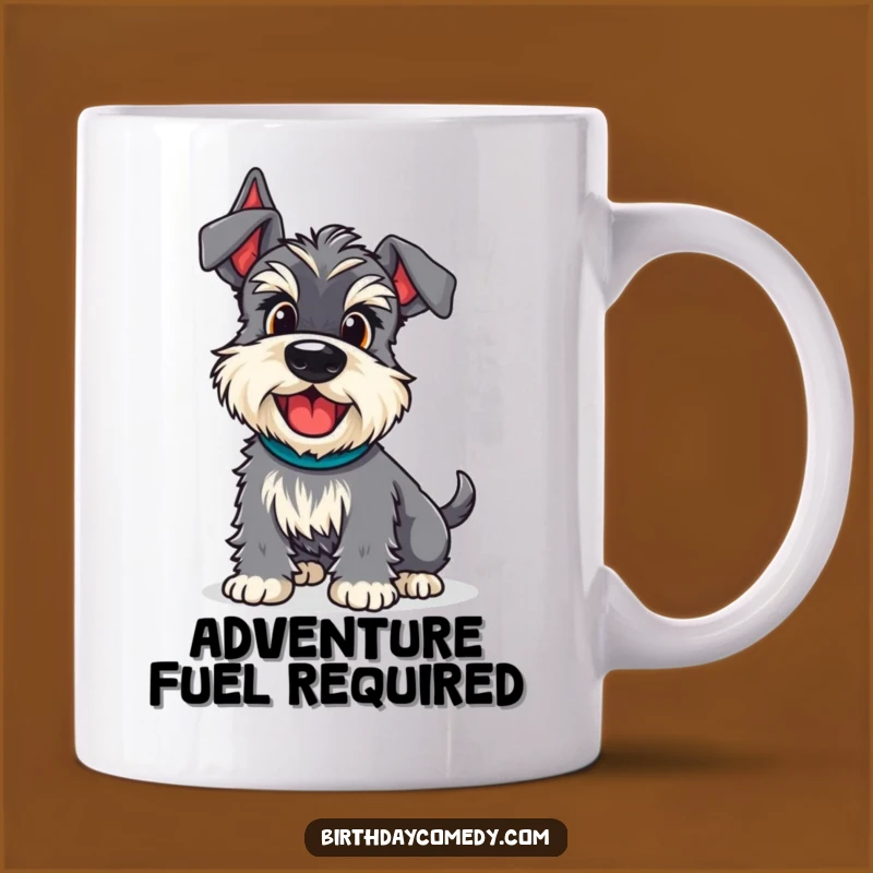 Funny Schnauzer Adventure Wiggle Mug - Hilarious and Energetic Dog Gift