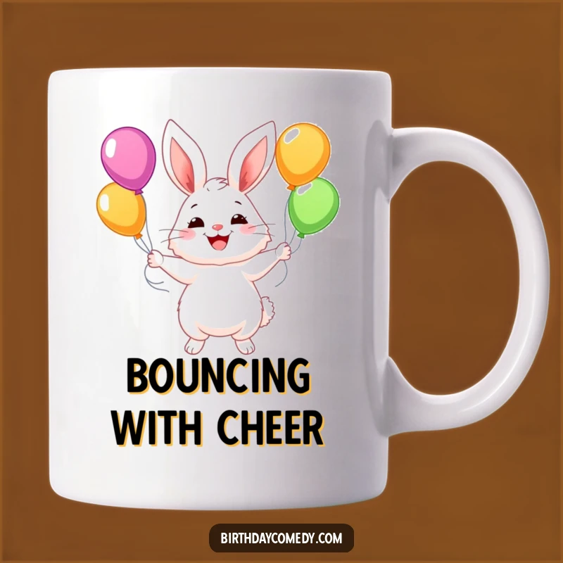 Funny Bunny Balloon Mug: Happy Bunny Juggling Balloons, Perfect Funny Gift For Joy