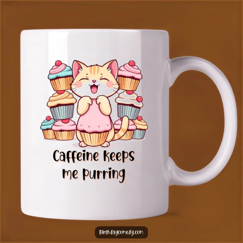 Funny Cat Cupcake Mug - Giggling Balance Act for Sweet Treat Lovers