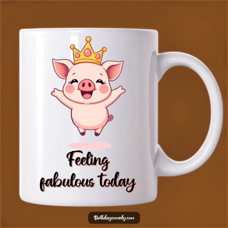 Funny Crown Piglet Mug: Joyful Jumps and Sparkly Fun, Perfect Gift