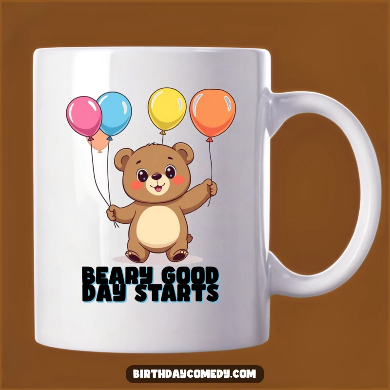 Funny Bear Juggling Balloons Mug: Cheerful Character, Whimsical Funny Gift Idea