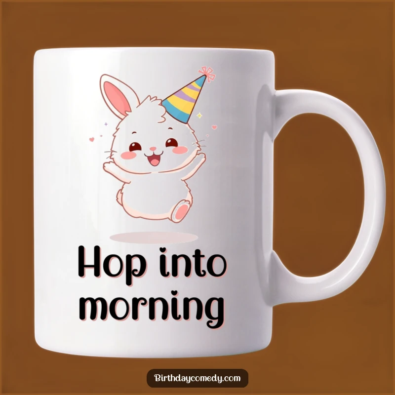 Funny Bunny Party Mug: Gleeful Bouncing Character, Perfect Funny Gift for Fun Lovers