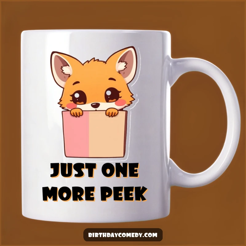 Funny Fox Gift Mug: Curious Tiny Fox Peeking, Perfect for Animal Lovers
