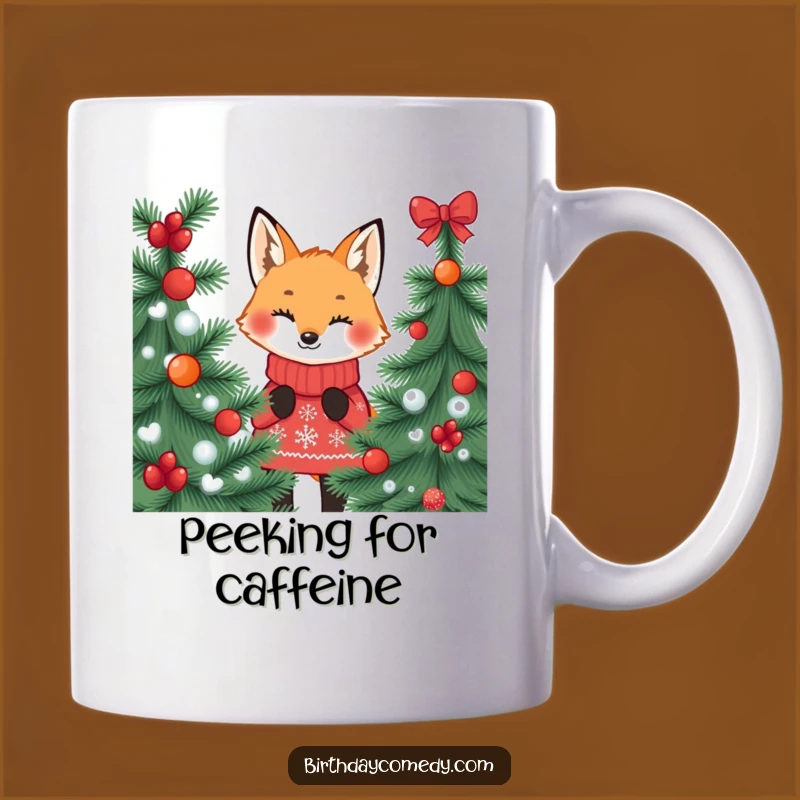 Funny Fox Jumper Mug: Festive Peek-a-Boo Holiday Gift