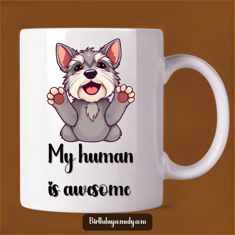Funny Joyful Schnauzer Paws Up Mug - Perfect Humorous Gift for Dog Lovers