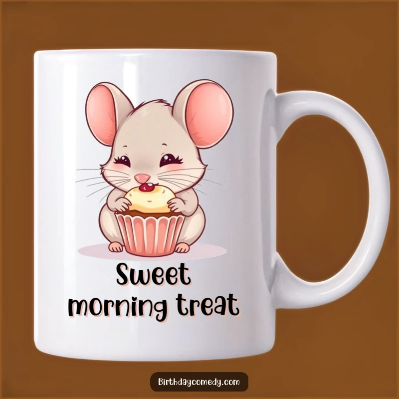 Funny Mouse Mug: Greedy Nibbler with Cupcake, Perfect Sweet Treat Humorous Gift