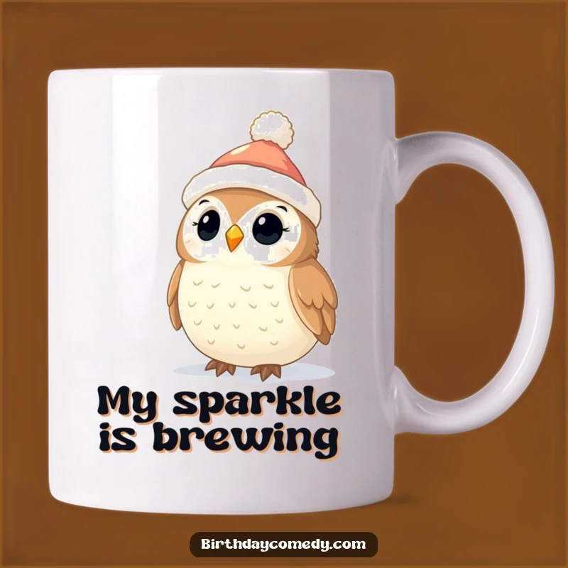 Funny Owl Christmas Mug: Whimsical Winter Bird with Stocking Cap and Twinkling Lights, Perfect Gift