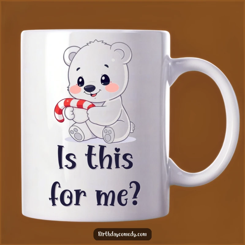 Funny Polar Bear Cub Candy Cane Mug: Adorable Cute Animal Gift for Holidays