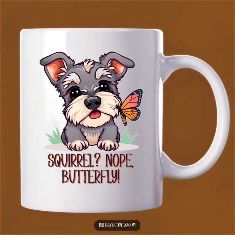 Funny Schnauzer Butterfly Watcher Mug - Humorous and Cute Dog Lover Gift