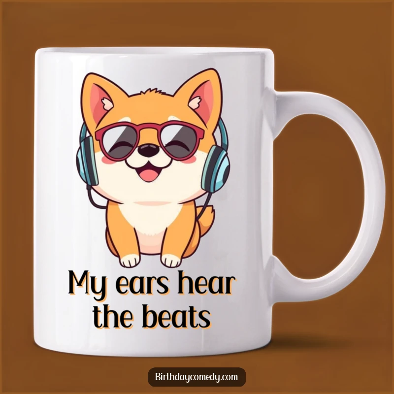 Funny Shiba Inu DJ Mug: Retro Headphones Music Lover's Perfect Funny Gift