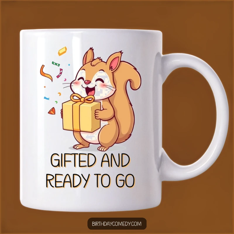Funny Squirrel Gift Mug: Get Excited for Presents with this Adorable Mug!