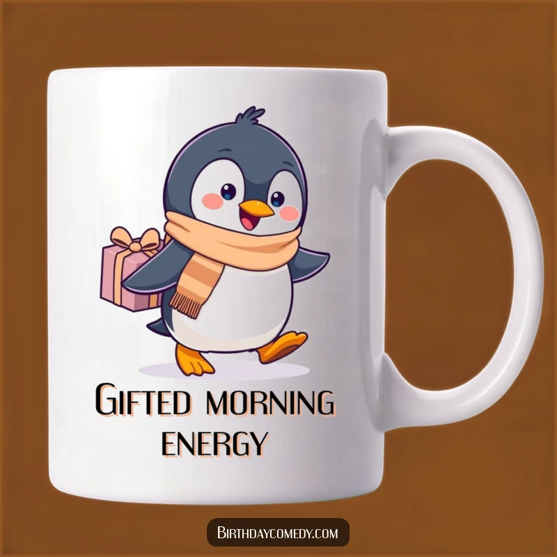 Funny Penguin Scarf Mug: Cheerful Waddling Gift for Holiday Lovers