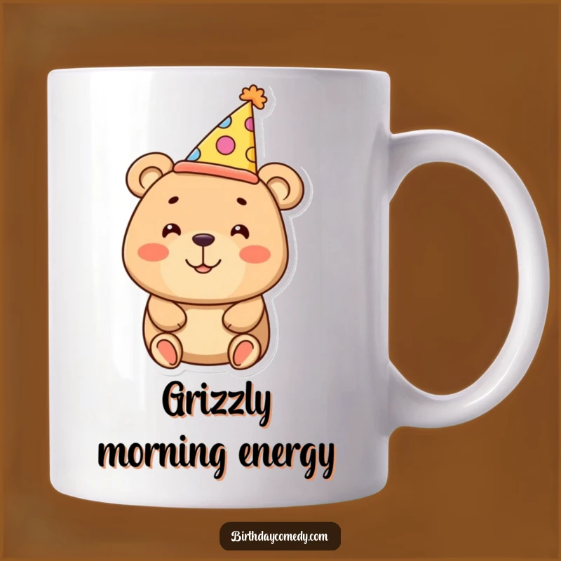 Funny Bear Mug - Smiling Party Hat Design, Hilarious Birthday Gift Idea