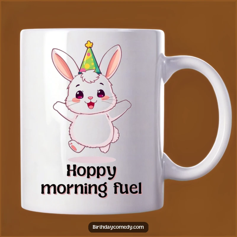 Funny Bunny Party Hat Mug: Joyful Bouncing Character, Perfect Funny Gift Idea