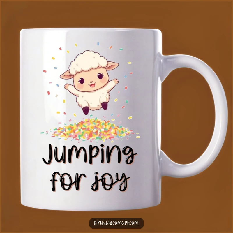 Funny Sheep Mug: Bouncing Confetti Leaper, Perfect Joyful Celebration Gift