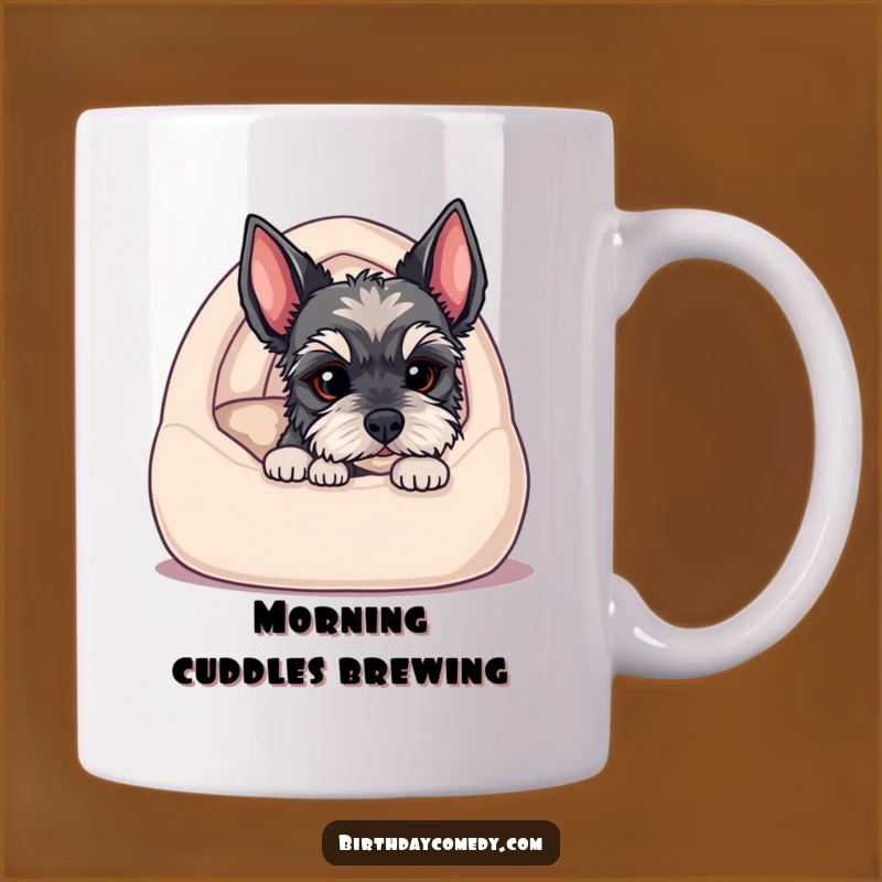 Funny Schnauzer Puppy Peek Mug: Adorable Alert for Your Morning Coffee