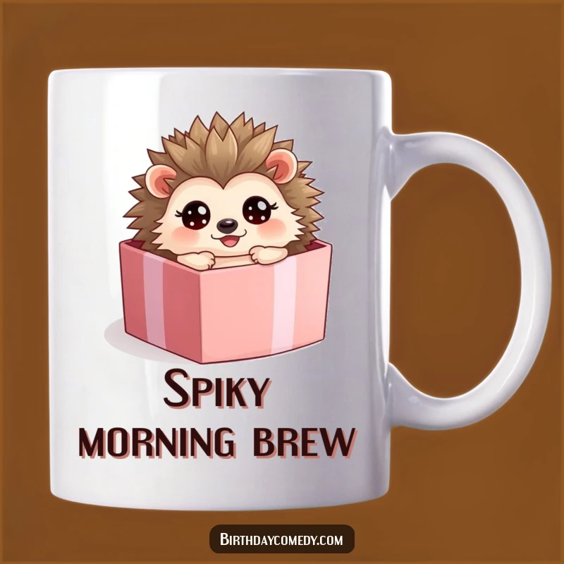 Funny Hedgehog Present Box Mug: Excited Roll, Perfect Funny Gift for Surprise Lovers