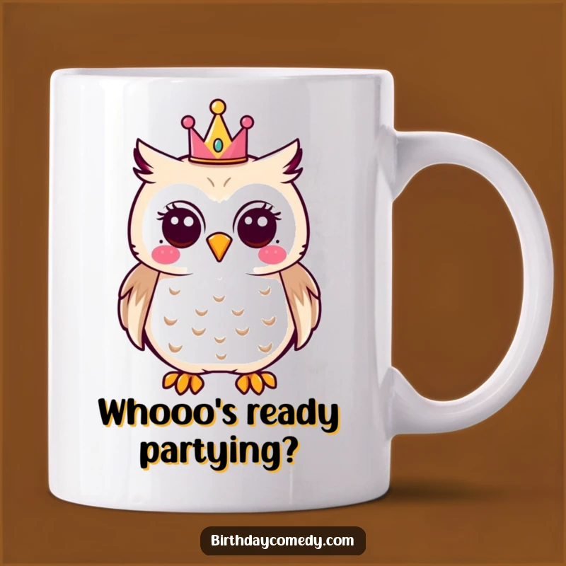 Funny Party Owl Mug - Joyful Bird Design, Perfect Celebration Gift