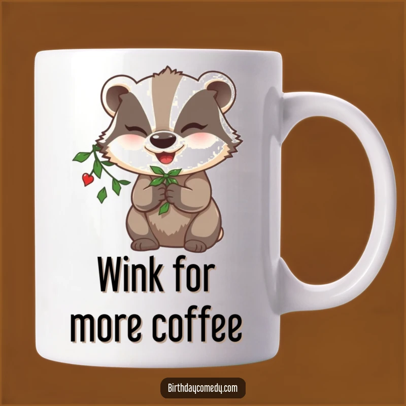 Funny Badger Mistletoe Mug: Mischievous Wink Holiday Gift